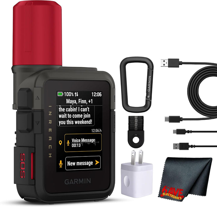 Garmin Inreach Mini 3 plus Satellite Communicator Color Touchscreen Bundle | for Off-Grid Messaging, SOS & Location Sharing | Interactive SOS | Livetrack | 350-Hour Battery + More