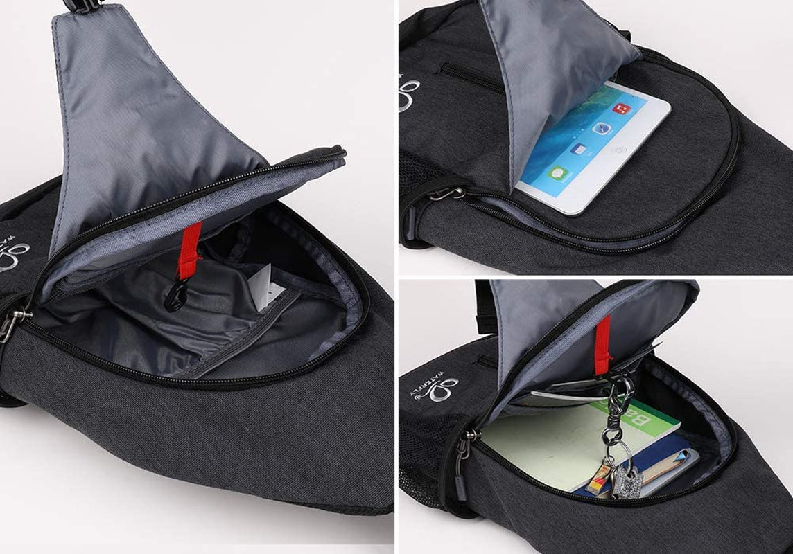 Crossbody Sling Backpack Sling Bag Travel Hiking Chest Bag Daypack (Black) | Small Hiking Bag,Multi-Compartment Storage,Water-Resistant,Breathable Back Pad,Reversible Adjustable Shoulder Strap