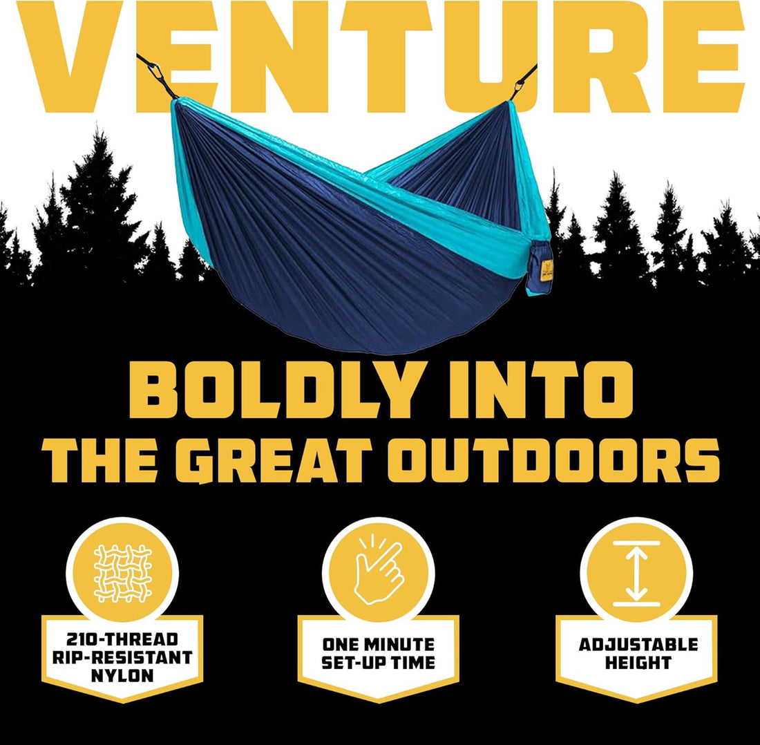 Camping Hammock – up to 500Lbs Portable Hammock with Tree Straps - Travel, Backpacking, Hiking, Outdoors Camping Gear - Single or Double