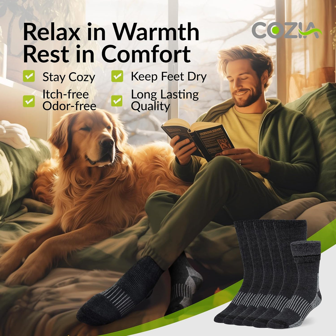 Merino Wool Socks for Men & Women Casual Warm Winter Cozy Thermal Socks