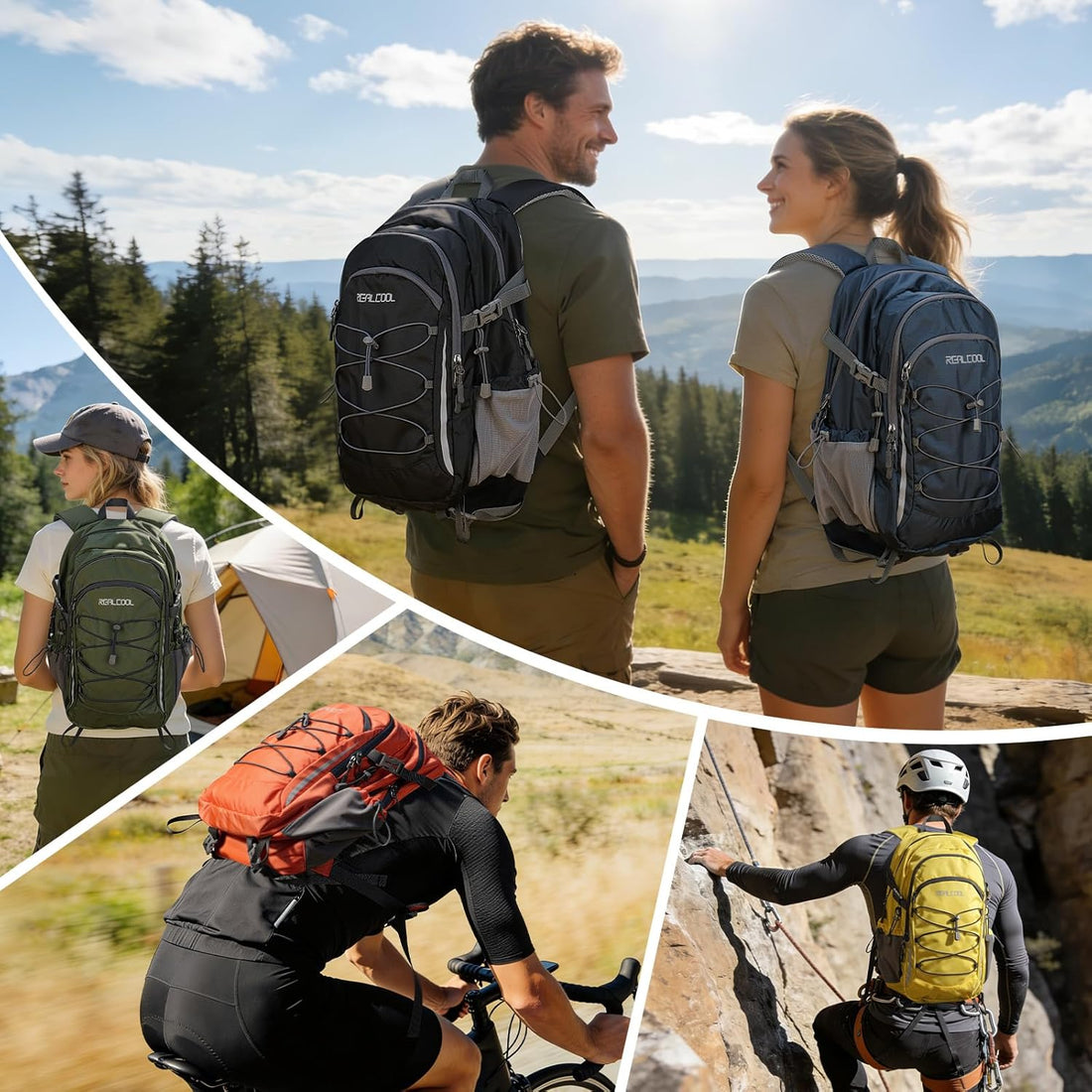 20L Lightweight Hiking Backpack, Waterproof Daypack for Camping | 210D Tear-Resistant Nylon, Breathable Shoulder and Back Panel, Multi-Compartment,Hydration System,Reflective Strip,Bungee Net