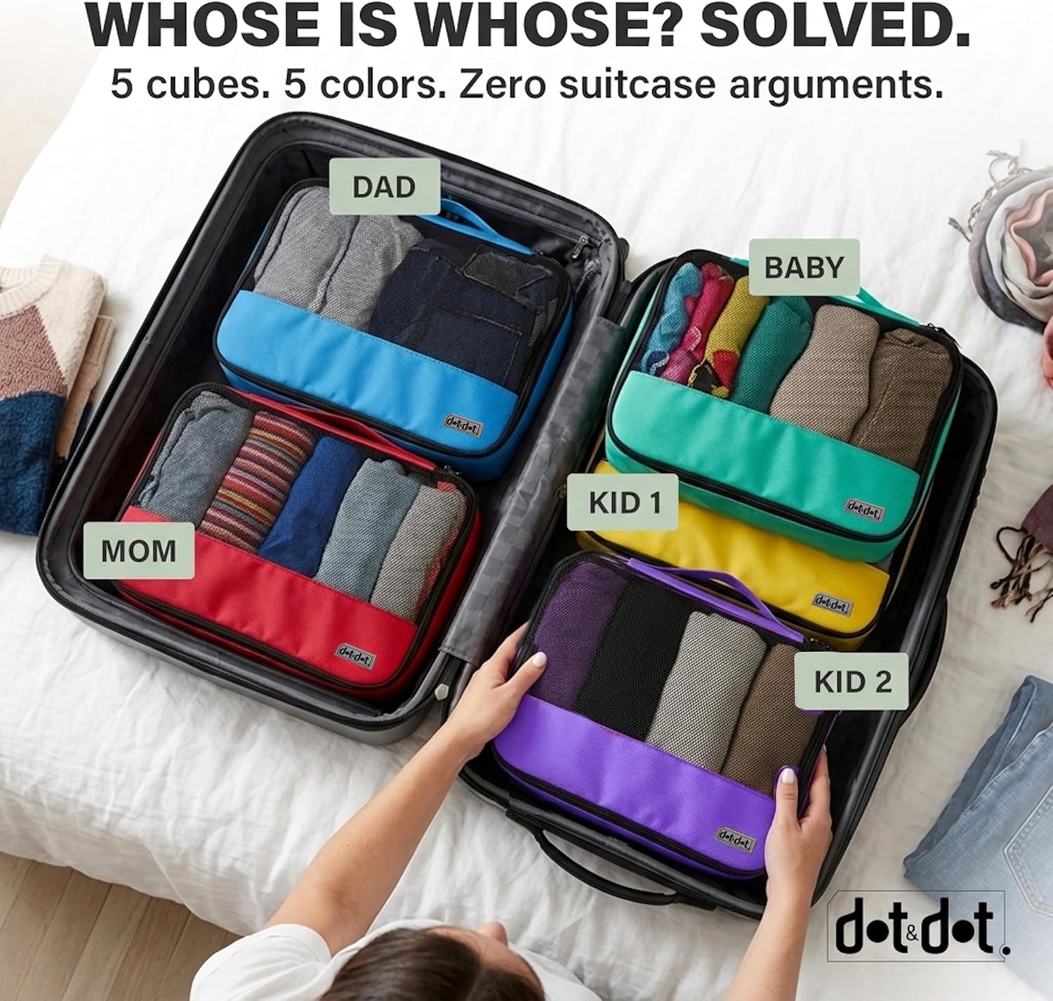 Large Packing Cubes for Travel - 5Pc Packing Cubes for Suitcases - Lightweight Luggage Organizer Bags (Non-Compression)