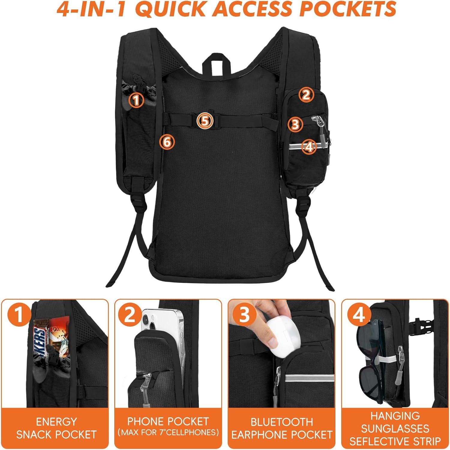 Small Hiking Backpack Expandable 12L-16L | Lightweight Packable Waterproof Daypack with Phone Pocket, Women Men, Foldable Waterproof Day Pack, Multiple Pockets, Travel
