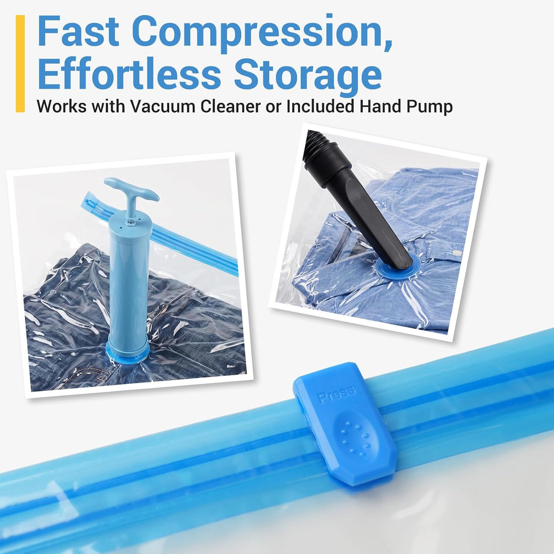 80% Space Saver Vacuum Storage Bags with Hand Pump, 20 Combo | Plastic Packaging Bags, Vacuum Seal Bags for Clothing, Travel Lugggage, Blankets, Comforters