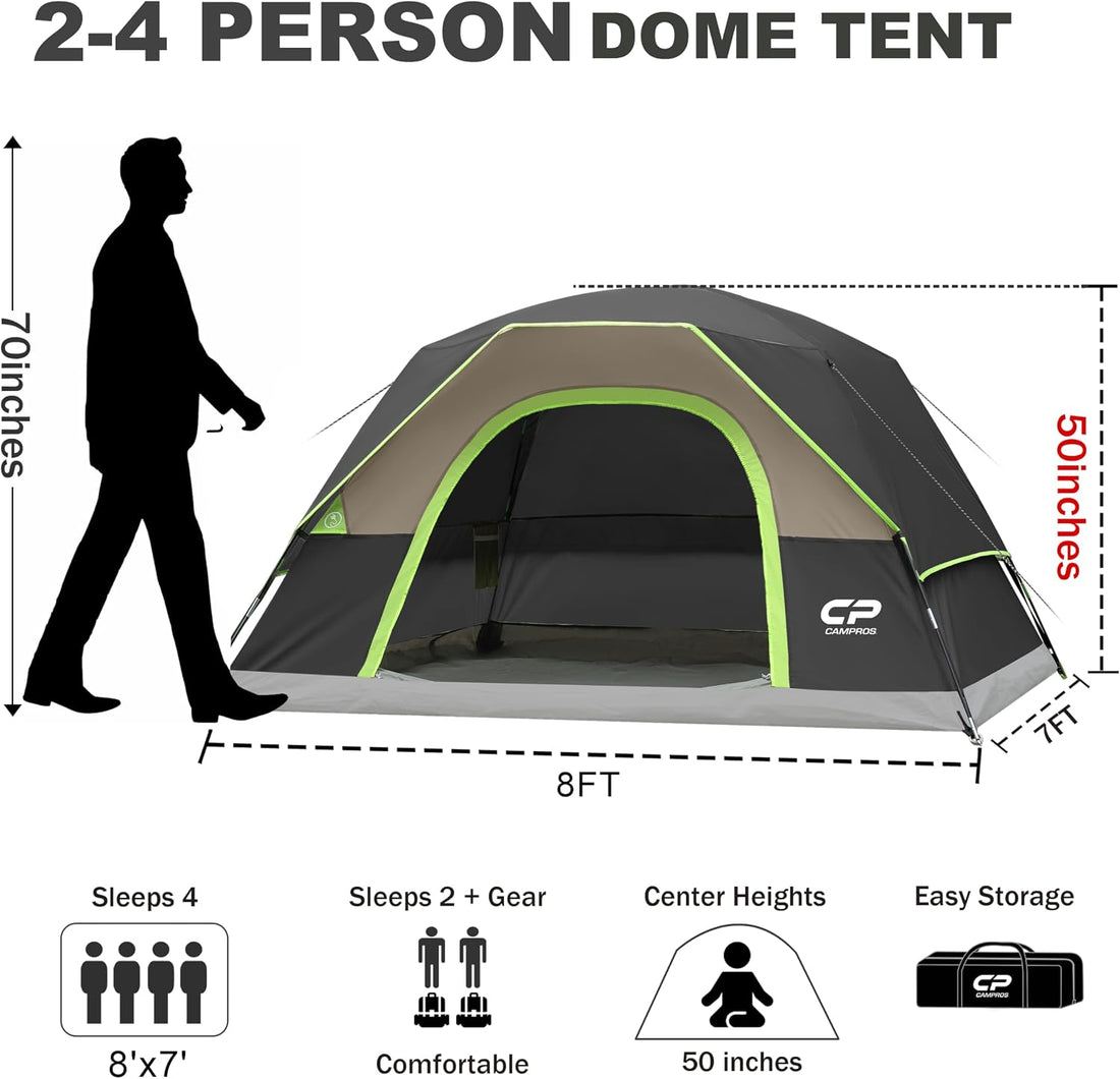Tents for Camping 2/4/6 Person, Waterproof Windproof Dome Tent | Camping Tents with Rainfly Easy Setup in 5 Mins, Portable Tents with Mesh Window & Carry Bag for Outdoor Camping Backyard