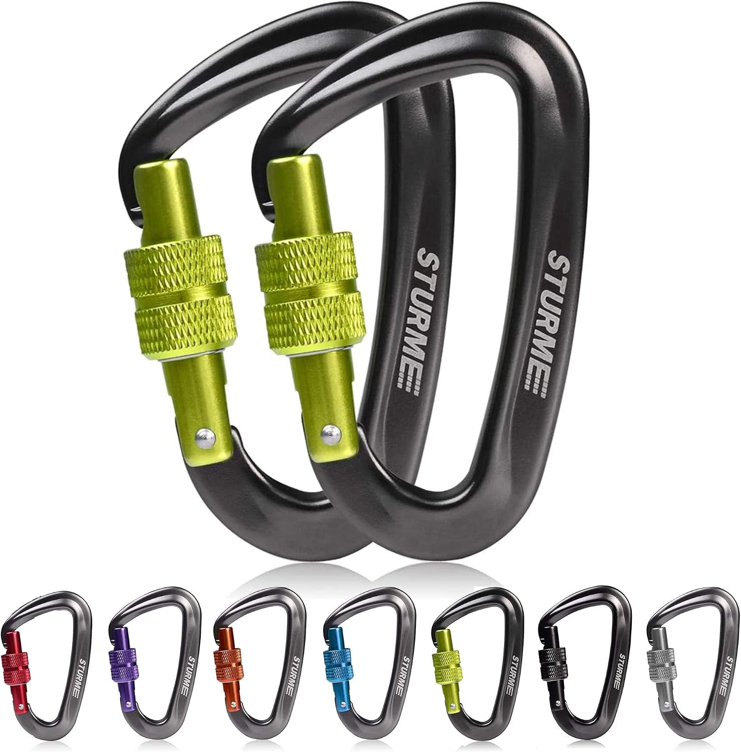 12Kn (2697 Lbs) Heavy Duty Locking Carabiner Clips for Outdoor, Camping, Hiking, Securing Pets, Hammock, Dog Leash Harness