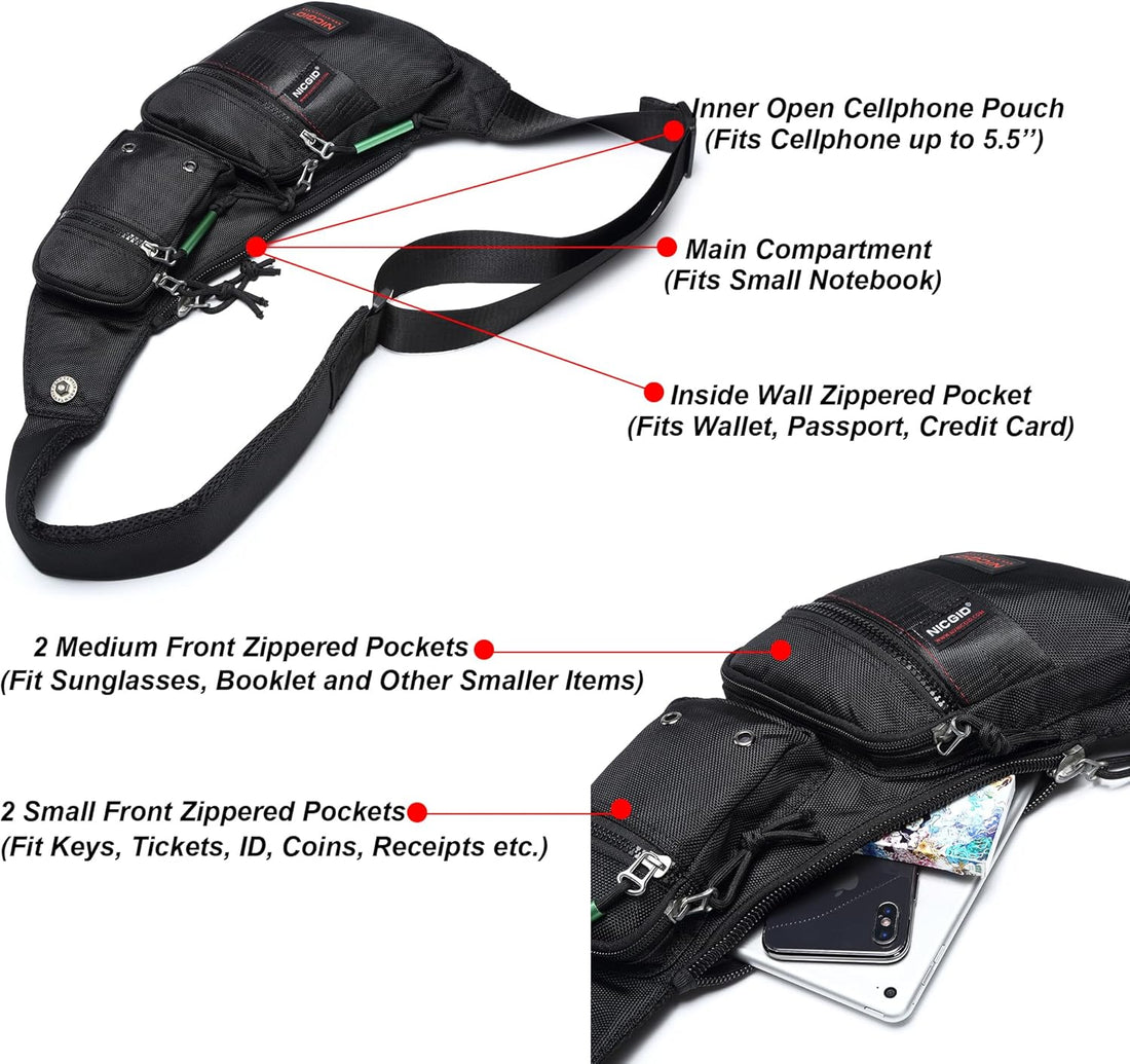 Sling Bag Chest Shoulder Backpack Crossbody Daypack for Men Women | Travel Outdoor Hiking Concealed Carry Fishing Fanny Tool Small Casual