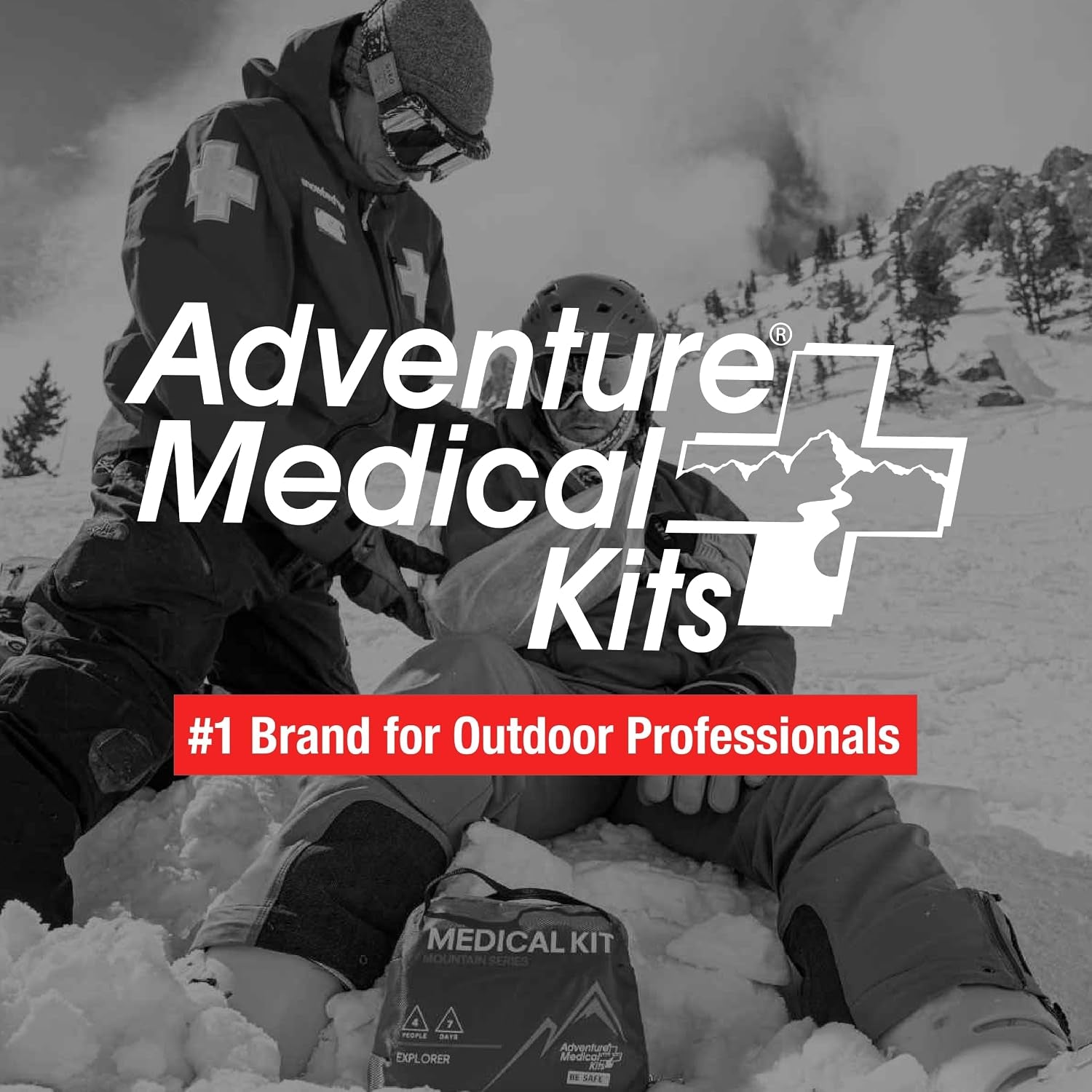 Mountain Series Medical Kit - Explorer - Emergency Medical First Aid Kit - for 4 People for 7 Days - Comes with a Trauma Pad, Medicine, Guide Book & More | Includes Trauma Pad & Elastic Bandage for Severe Bleeding, plus Wilderness First Aid Guide for 7 Da