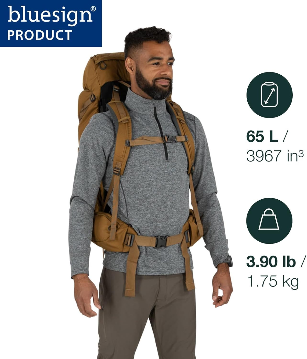 Osprey Rook 65L Men'S Backpacking Backpack, Blue OS | Hiking Pack, Camping Gear, Overnight Trail Pack, Blue Color, OS Size