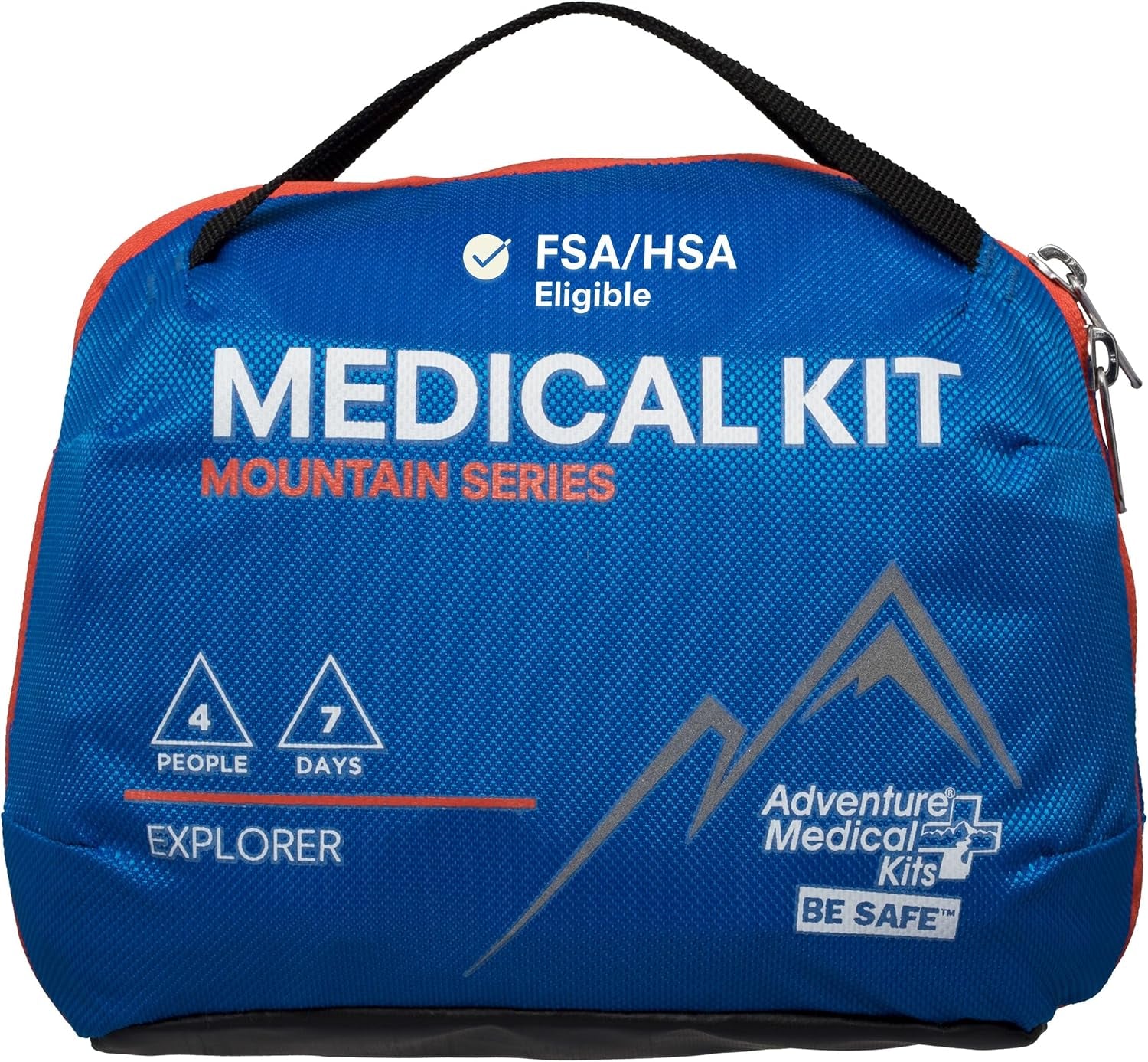 Mountain Series Medical Kit - Explorer - Emergency Medical First Aid Kit - for 4 People for 7 Days - Comes with a Trauma Pad, Medicine, Guide Book & More | Includes Trauma Pad & Elastic Bandage for Severe Bleeding, plus Wilderness First Aid Guide for 7 Da
