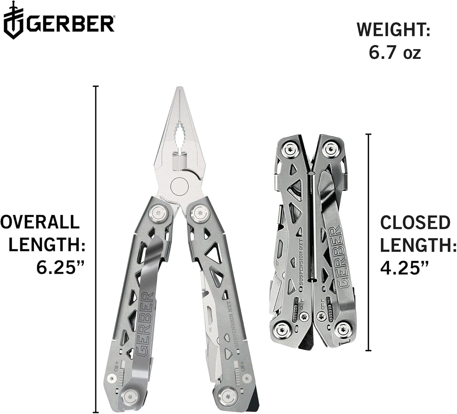 Suspension NXT 15-In-1 Multitool Pliers, EDC Knife, Stainless Steel | Stainless Steel, Needle Nose Pliers, Wire Stripper, Survival/Camping Gear, Gifts for Men, EDC Pocket Clip