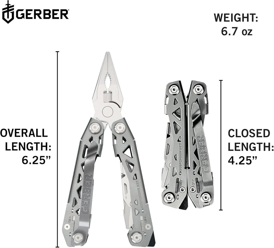Suspension NXT 15-In-1 Multitool Pliers, EDC Knife, Stainless Steel | Stainless Steel, Needle Nose Pliers, Wire Stripper, Survival/Camping Gear, Gifts for Men, EDC Pocket Clip