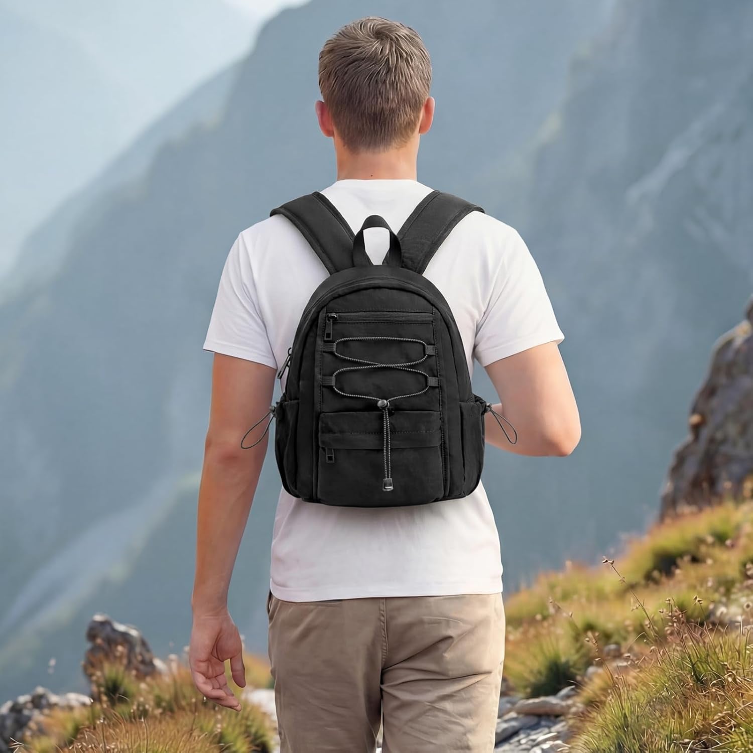10L Small Backpack for Women Men | Mini Lightweight Hiking Travel Casual Daypack, Water Repellent Fabric, Fits 11" Tablet, Black