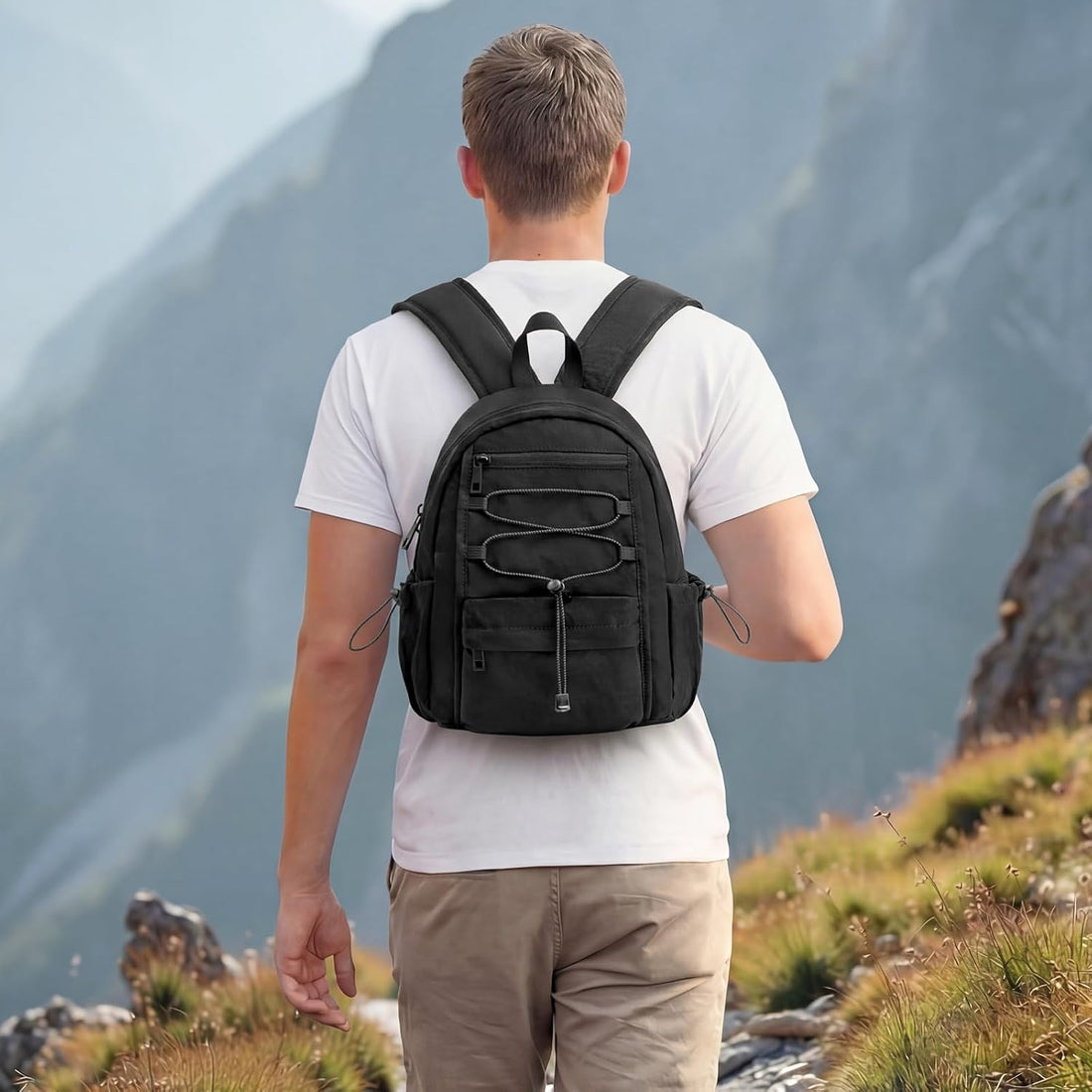 10L Small Backpack for Women Men | Mini Lightweight Hiking Travel Casual Daypack, Water Repellent Fabric, Fits 11" Tablet, Black