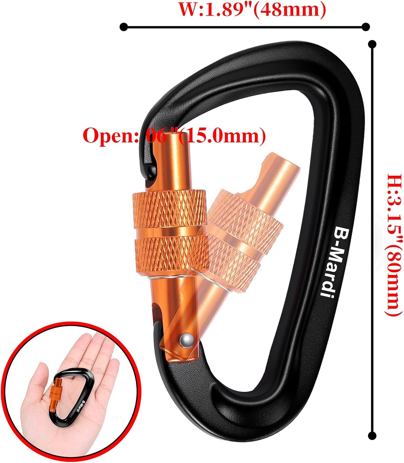Carabiner Clips Heavy Duty 12Kn (2697 Lbs)-Lightweight Locking Carabiners for Camping, Hiking, Hammock, Dog Leash Harness, Outdoor and Gym Etc, Keychains& Utility