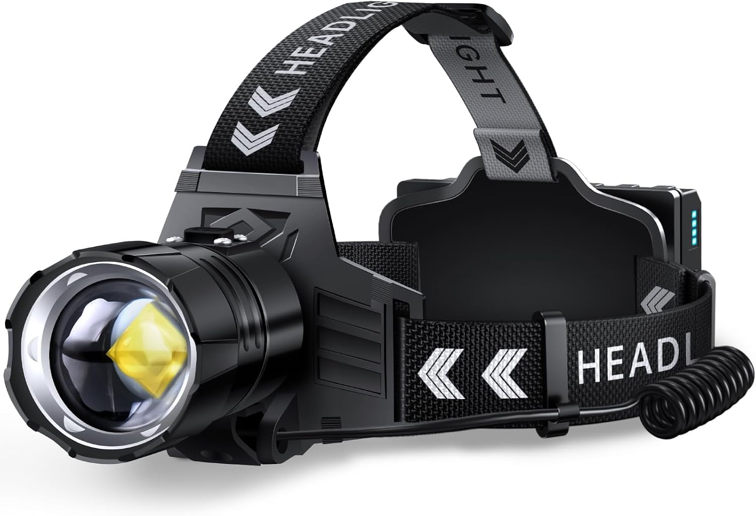 Rechargeable LED Headlamp 99000 High Lumens,95 Hours Long Lasting | Head Light with Zoomable & IPX7 Waterproof & 12 Modes & 125° Adjustable, Powerful Head Lamp for Outdoor, Camping, Hardhat