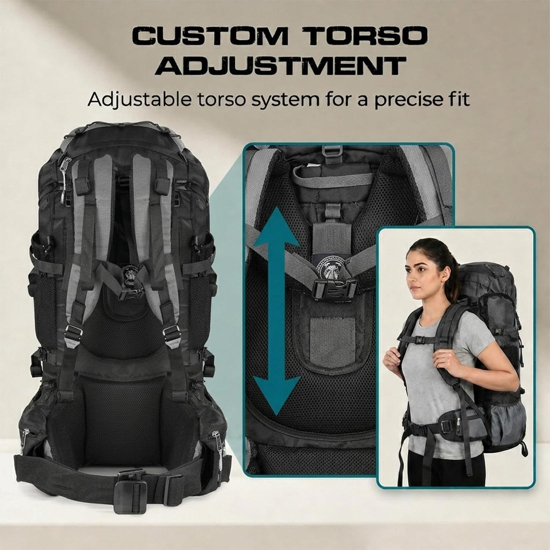 Expedition 58L Internal Frame Hiking Backpack for Men and Women – Lightweight Waterproof Trekking & Camping Backpack with Rain Cover – Adjustable Back Length, Hydration Bladder Compatible