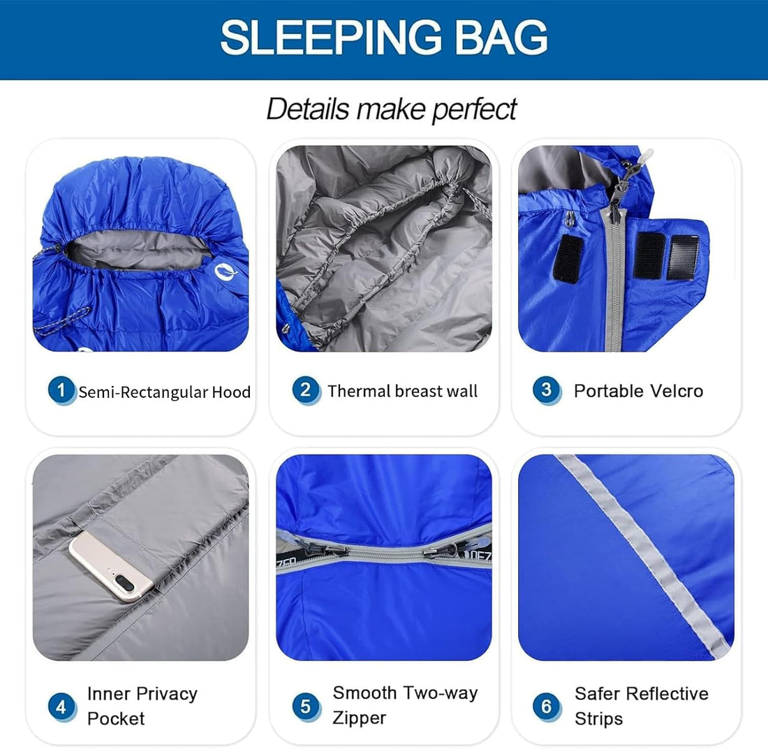 Down Sleeping Bag for Adults, 600 Fill Power Ultralight Backpacking | 600 Fill Power Down,Compact Carry,Ultralight Trail Use,Camping Hiking Backpacking,Cold and Warm Weather Use