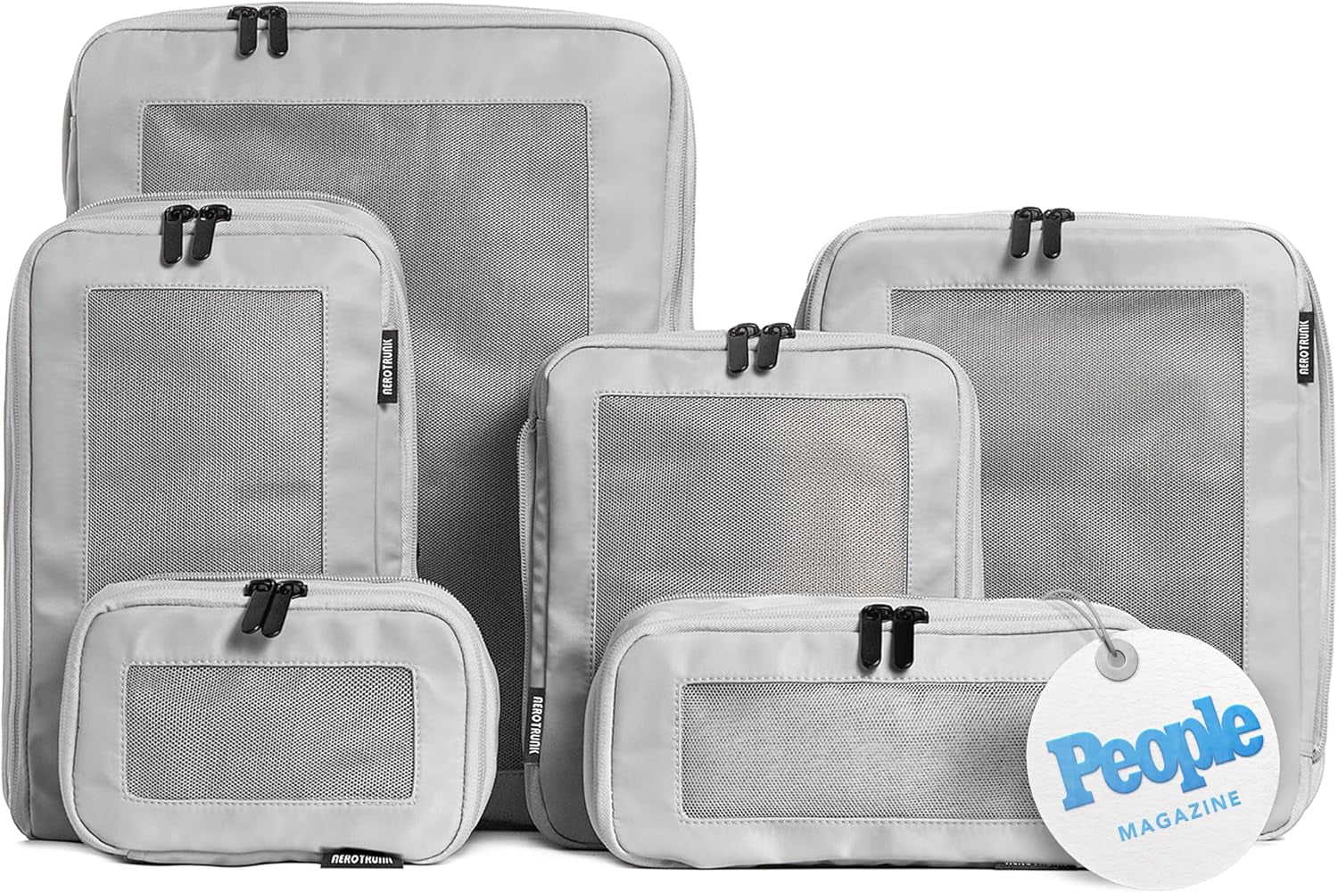 Maximize Your Travel Space with Our Premium 6-Pack Compression Packing Cubes in Light Grey