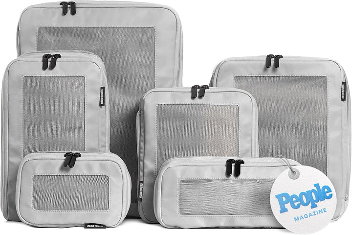 Maximize Your Travel Space with Our Premium 6-Pack Compression Packing Cubes in Light Grey