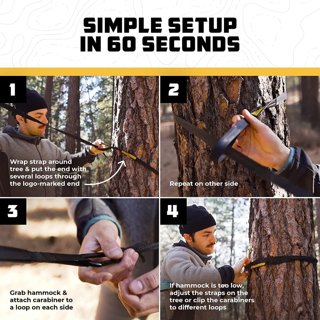 Camping Hammock – up to 500Lbs Portable Hammock with Tree Straps - Travel, Backpacking, Hiking, Outdoors Camping Gear - Single or Double