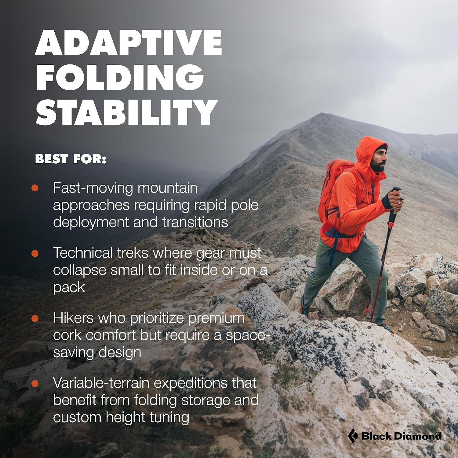 Pursuit Adjustable Trekking Poles (Pair) Natural Cork Hiking