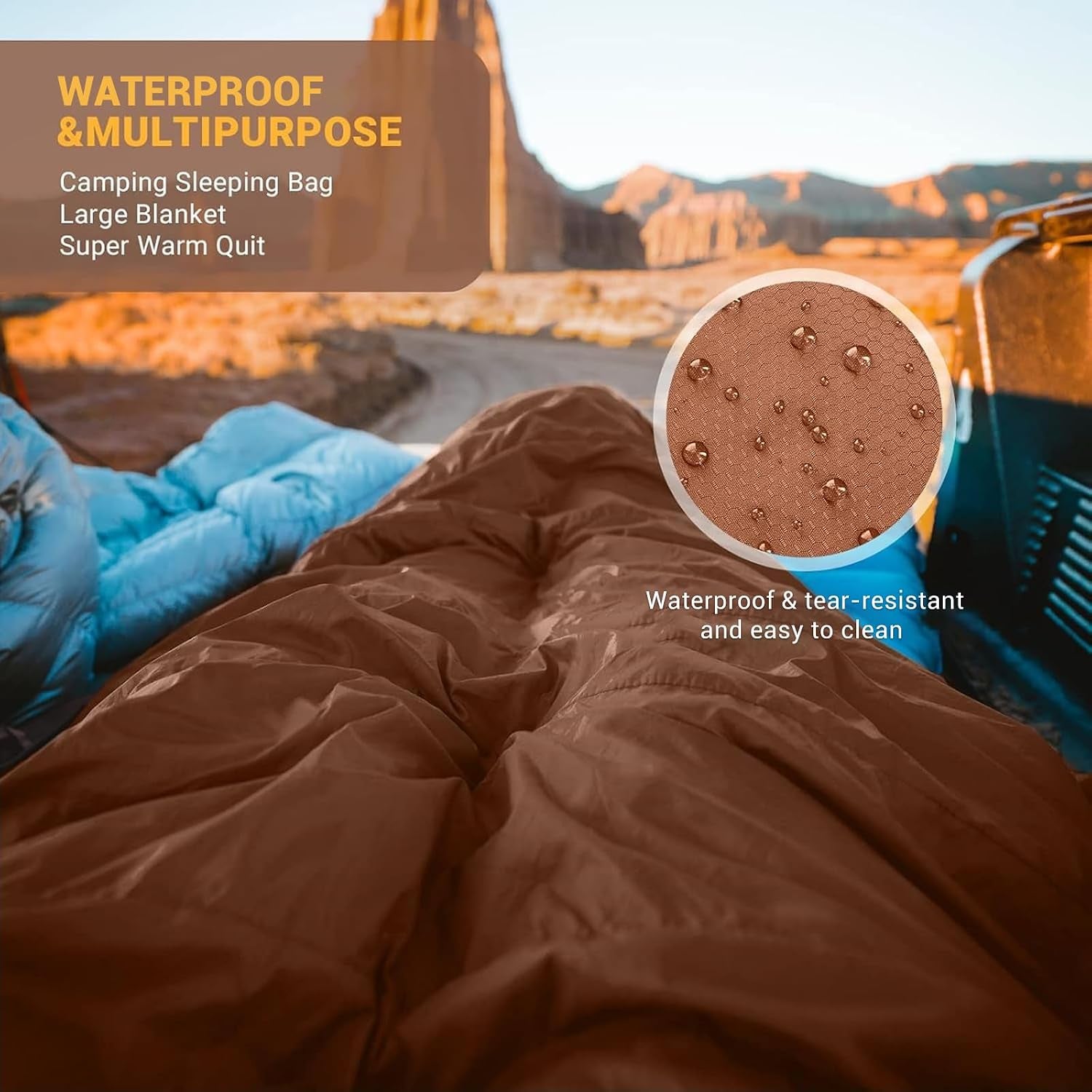 Double Sleeping Bag for Adults, Queen Size 2 Person Sleeping Bag | XXL 100% Cotton Flannel Waterproof,Lightweight,Includes 2 Pillows Sleeping Bag,Perfect for Couples Family Camping Hiking