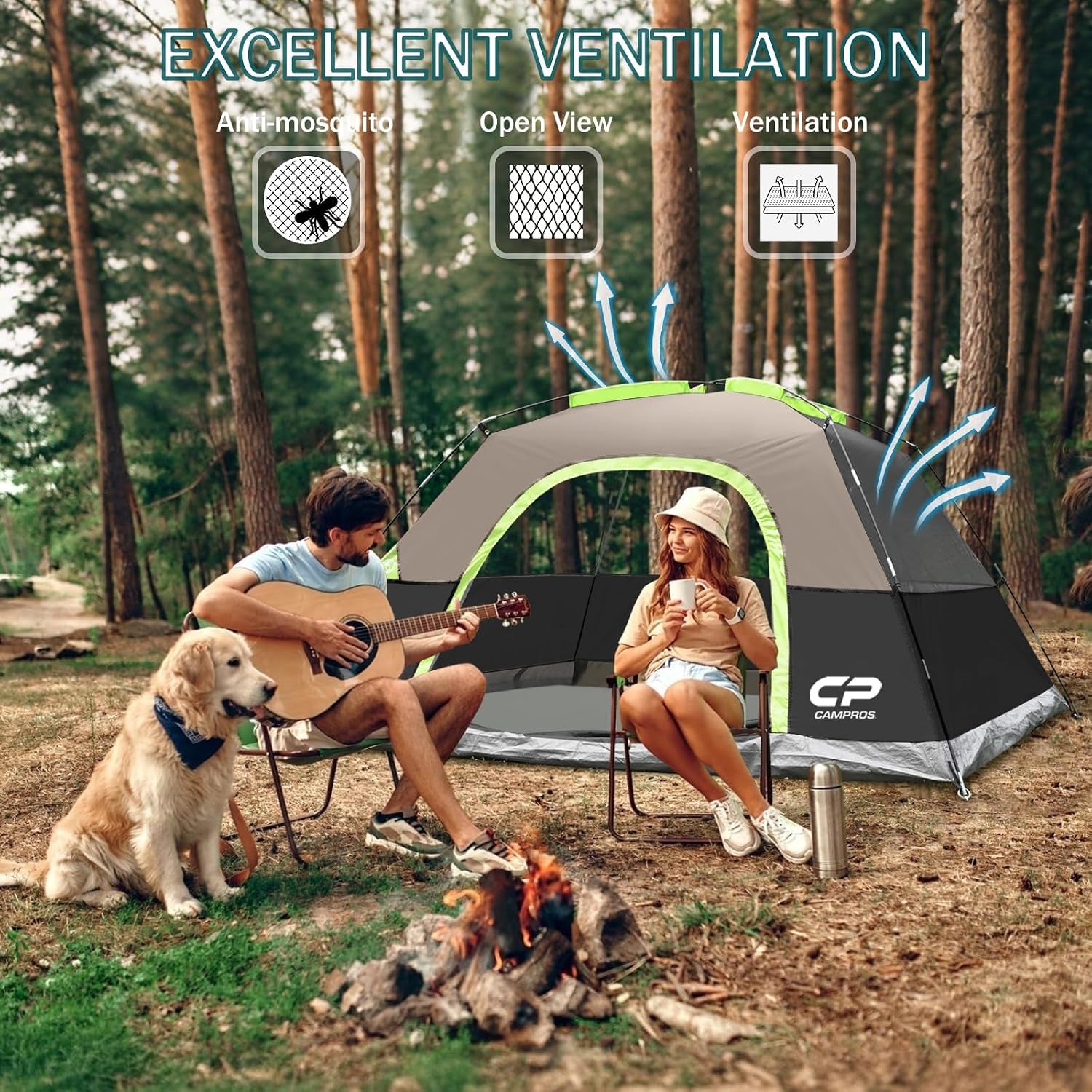 Tents for Camping 2/4/6 Person, Waterproof Windproof Dome Tent | Camping Tents with Rainfly Easy Setup in 5 Mins, Portable Tents with Mesh Window & Carry Bag for Outdoor Camping Backyard