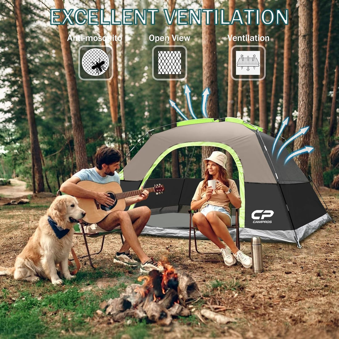 Tents for Camping 2/4/6 Person, Waterproof Windproof Dome Tent | Camping Tents with Rainfly Easy Setup in 5 Mins, Portable Tents with Mesh Window & Carry Bag for Outdoor Camping Backyard
