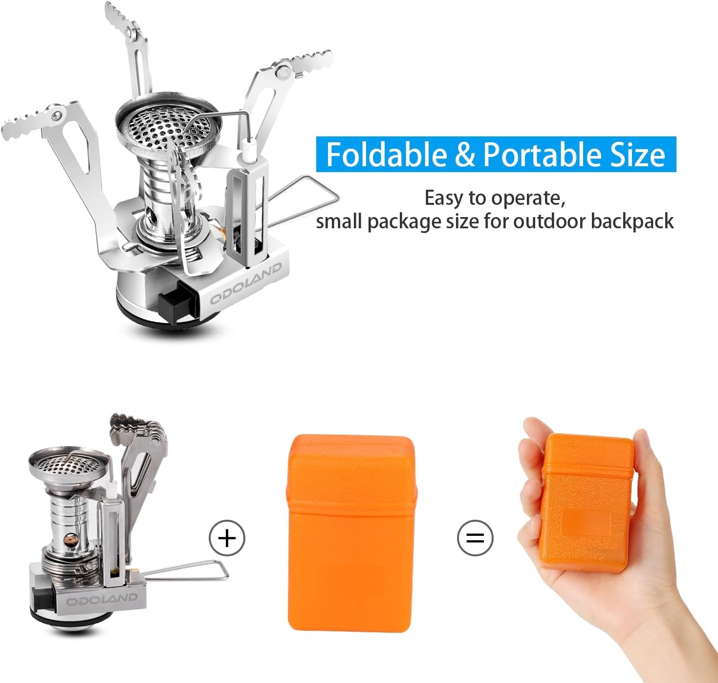 Camping Cookware Mess Kit, Lightweight Pot Stove Spork Set | Protable 6Pcs Backpacking Gear with Carry Mesh Bag for Outdoor Camping Cooking Hiking and Picnic