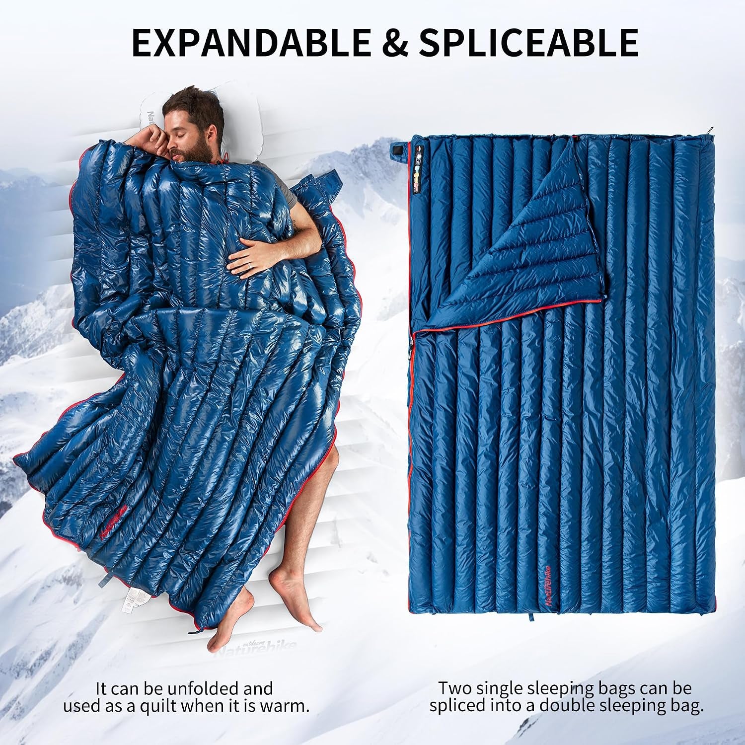 Ultralight Backpacking RDS down Sleeping Bag for Adults, 650 Fill Power Sleeping Bag for 42/52℉, 20Oz Compact Lightweight Sleeping Bags for Hiking Camping 3 Seasons