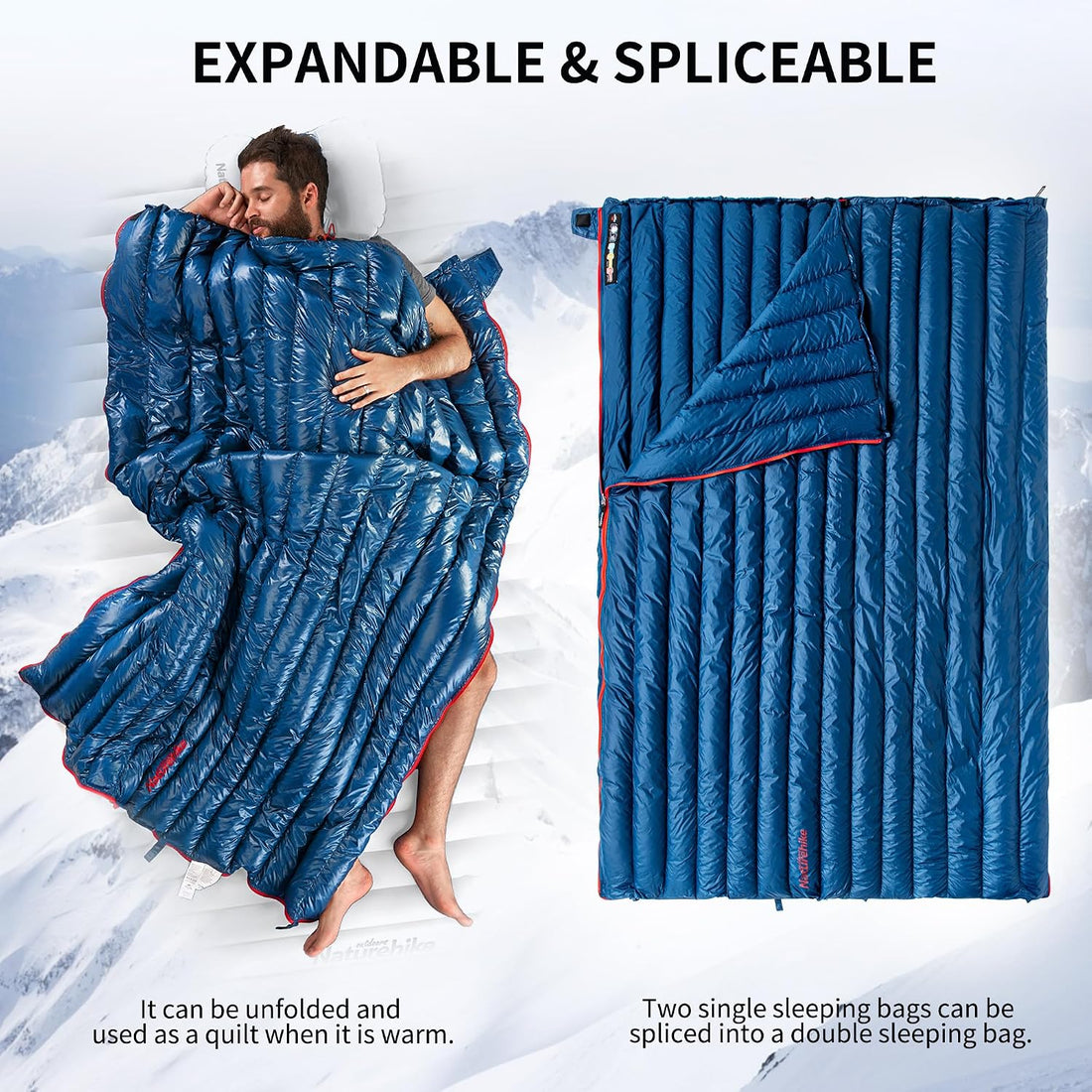 Ultralight Backpacking RDS down Sleeping Bag for Adults, 650 Fill Power Sleeping Bag for 42/52℉, 20Oz Compact Lightweight Sleeping Bags for Hiking Camping 3 Seasons