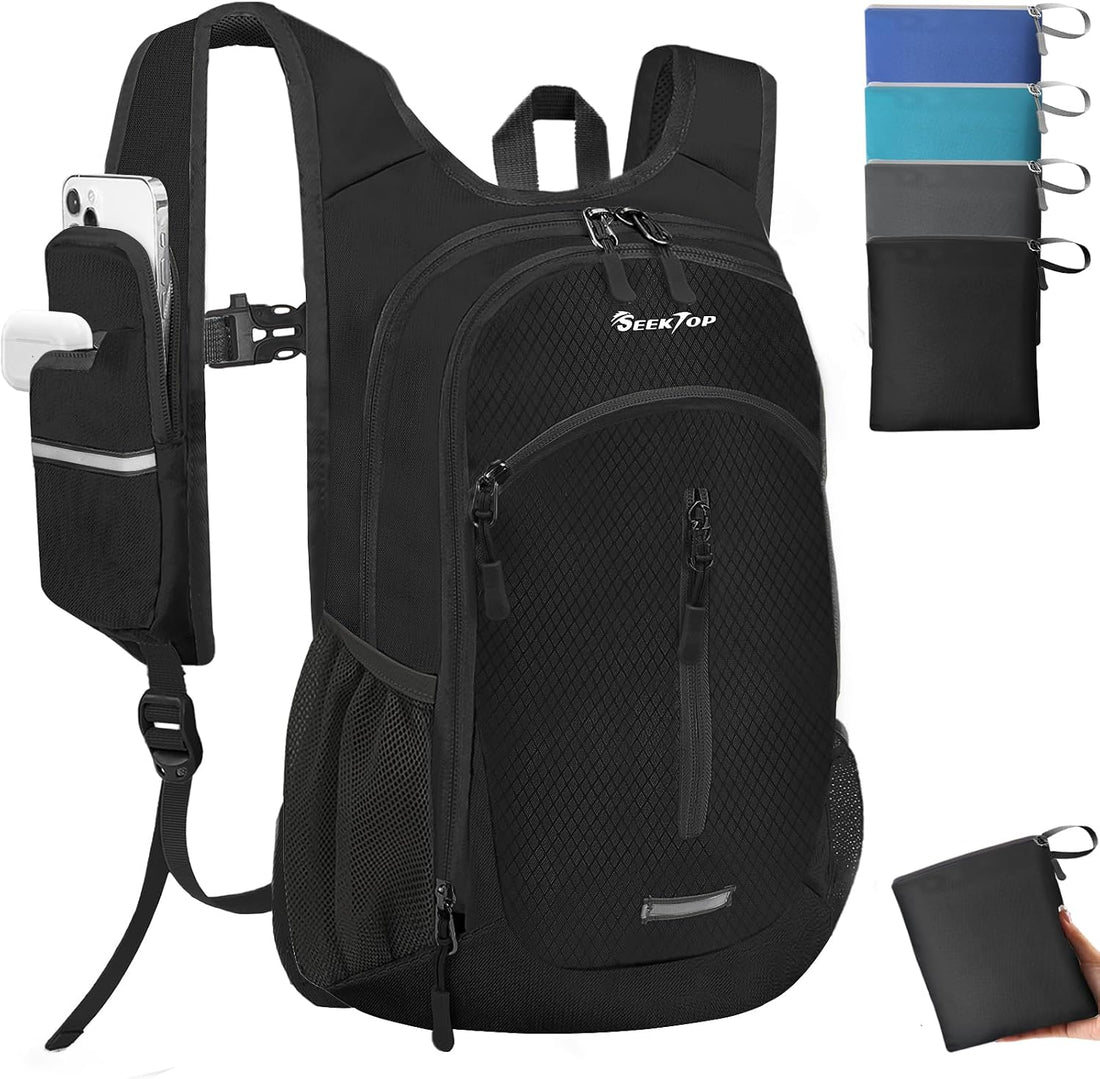 Small Hiking Backpack Expandable 12L-16L | Lightweight Packable Waterproof Daypack with Phone Pocket, Women Men, Foldable Waterproof Day Pack, Multiple Pockets, Travel