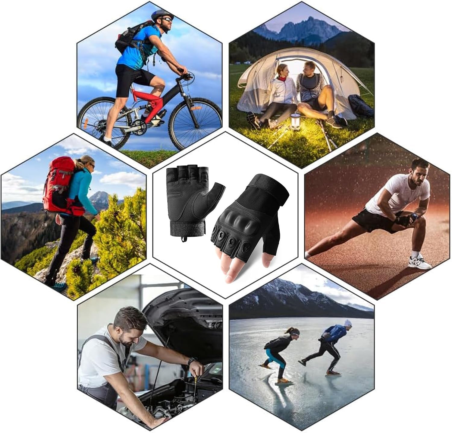Fingerless Motorcycle Gloves Men Women Tactical Riding Black L | Breathable Soft Shell Protection,Non-Slip Grip,Wrist Support for Motorbike,Cycling,Fitness,Training,Outdoor Sports