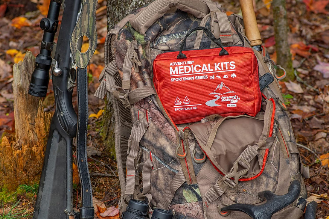Sportsman Series Medical Kit - 200 - First Aid Kit for Camping, Hiking, Hunting & More - for 4 People for 4 Days - Includes Bandages, Medicine, Guide Book & More | Easy Care Organized Kit Includes Hospital-Quality Bandages, Medications & a Wilderness First Aid Guide Book
