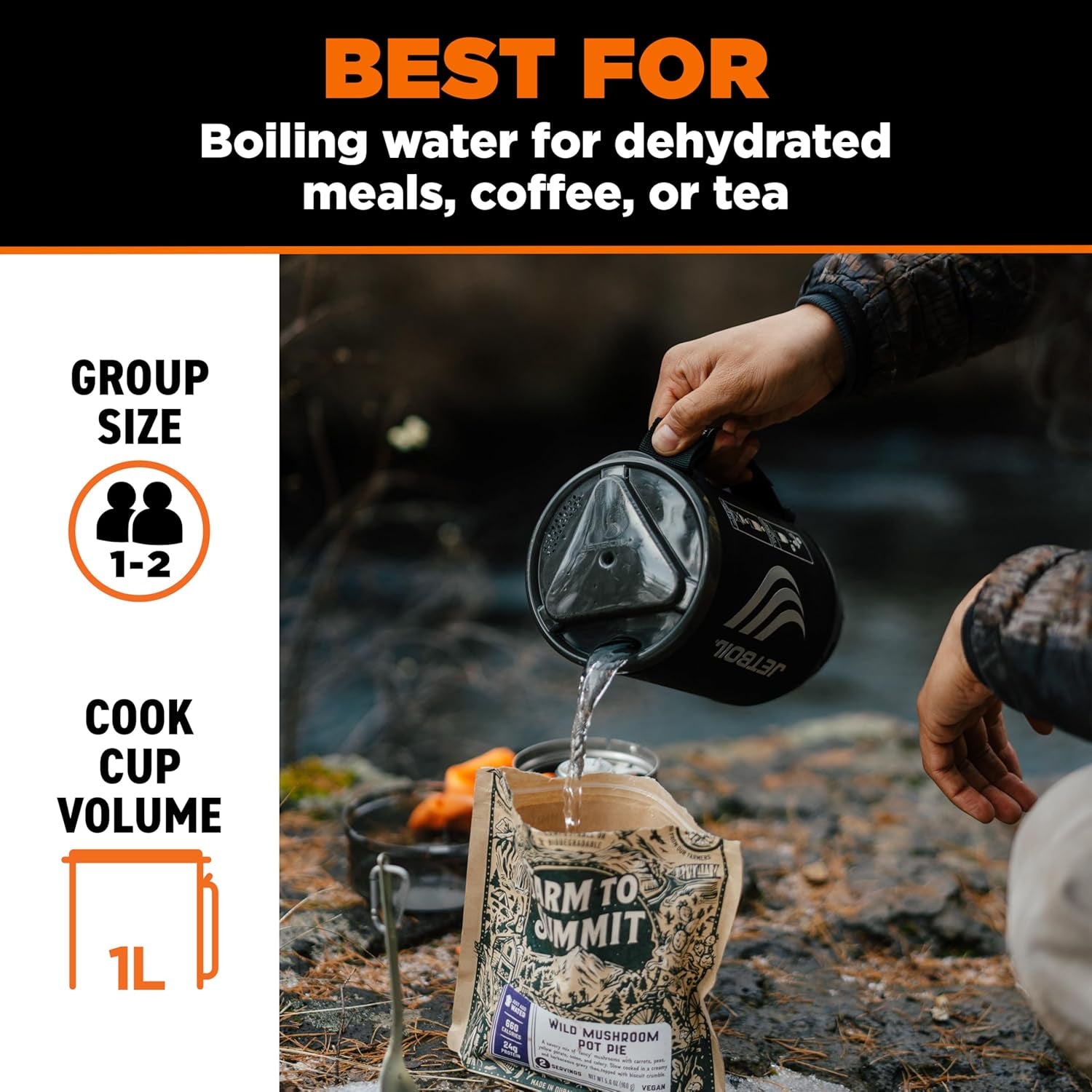 Jetboil Flash Portable Fast Boil Stove for Camping and Backpacking with 1-Step Auto Ignition, Propane/Isobutane Burner with Cooking Cup