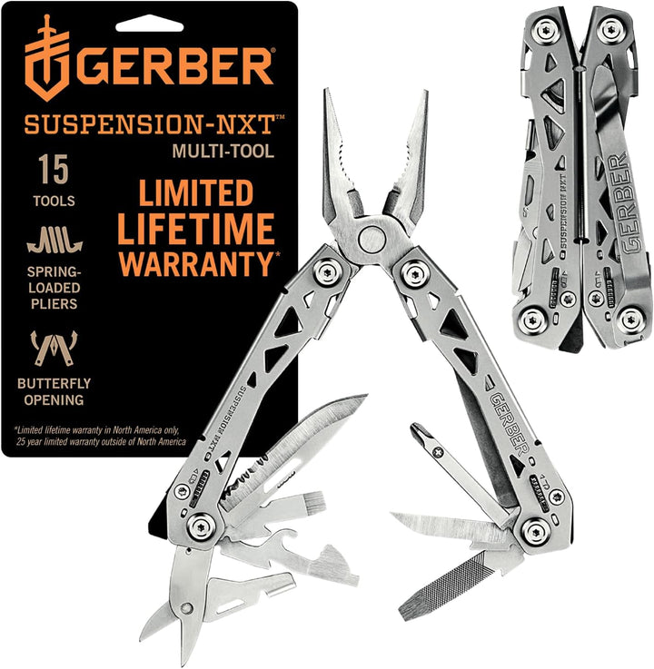 Suspension NXT 15-In-1 Multitool Pliers, EDC Knife, Stainless Steel | Stainless Steel, Needle Nose Pliers, Wire Stripper, Survival/Camping Gear, Gifts for Men, EDC Pocket Clip
