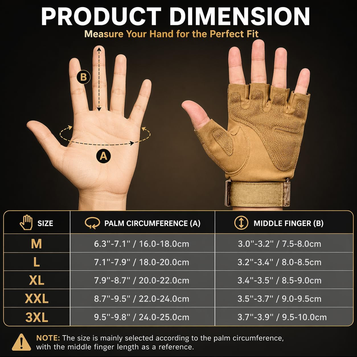 Fingerless Tactical Gloves – Men & Women, Breathable & Impact-Resistant Half-Finger Gloves for Motorcyclists, Airsoft, Cycling & Hunting, and Outdoor Sports, Beige