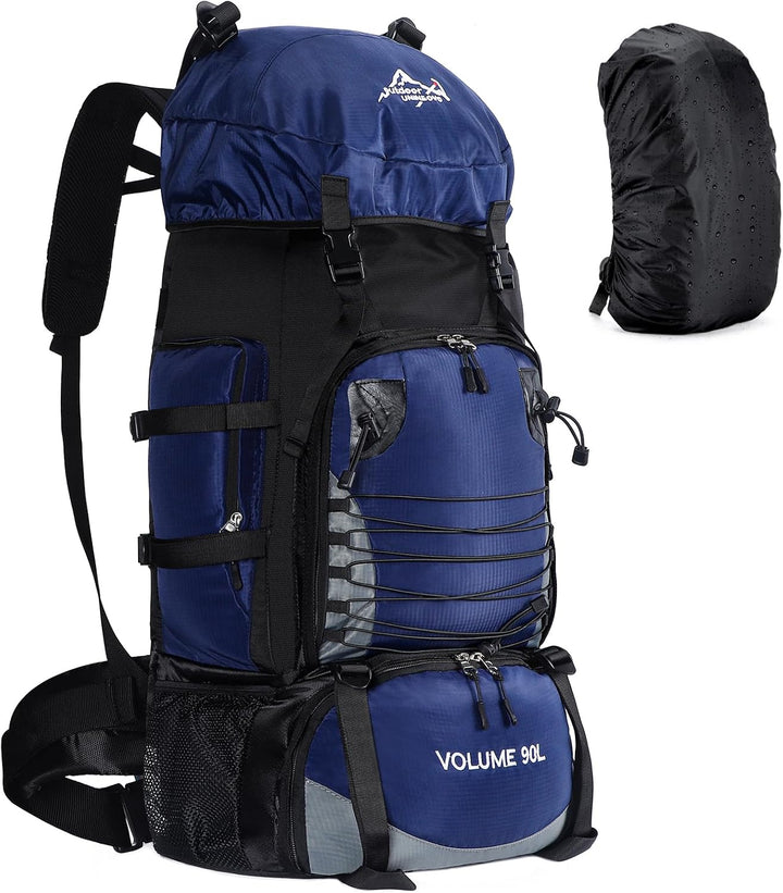 90L Hiking Backpack, Waterproof Camping Bag with Rain Cover, Lightweight Backpacking Back Pack