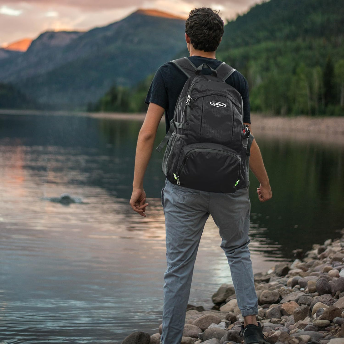 40L Lightweight Packable Hiking Backpack, Waterproof Travel Daypack | Water-Resistant Nylon, Size: 18.9*12.9*9.4 in (L*W*H), 100% Waterproof Wet Pocket, Travel, Climbing, Swimming (Black)
