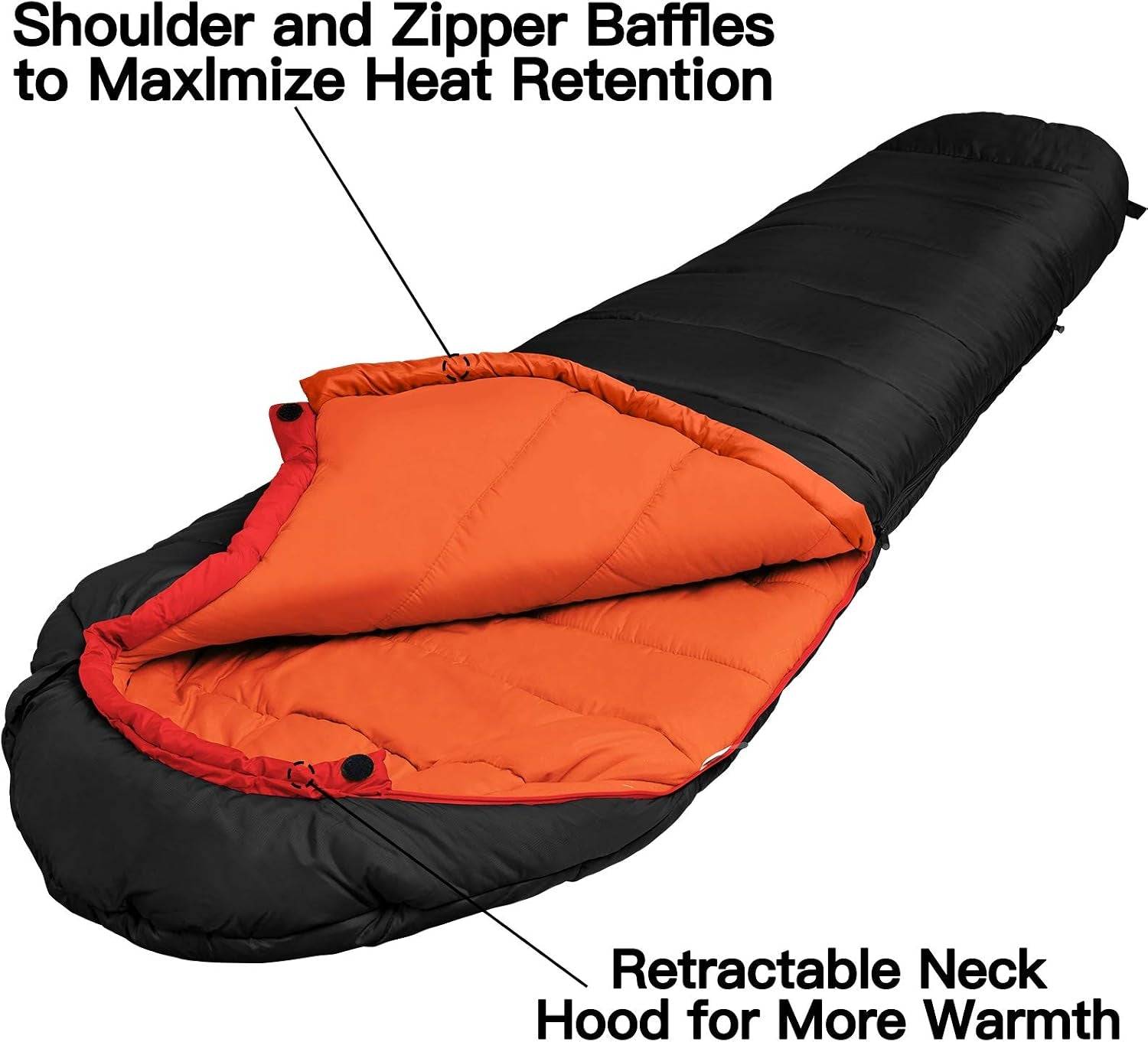 Mummy Sleeping Bag | 15-45 ℉ Extreme 3-4 Season Sleeping Bag for Adults Cold Weather– Warm and Washable, for Hiking Traveling & Outdoor Activities