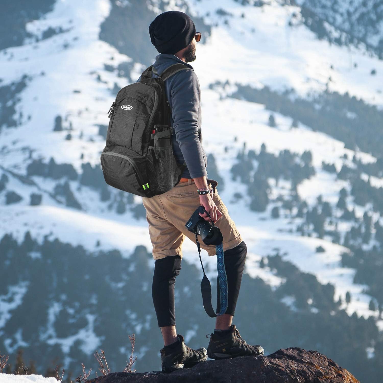 40L Lightweight Packable Hiking Backpack, Waterproof Travel Daypack | Water-Resistant Nylon, Size: 18.9*12.9*9.4 in (L*W*H), 100% Waterproof Wet Pocket, Travel, Climbing, Swimming (Black)