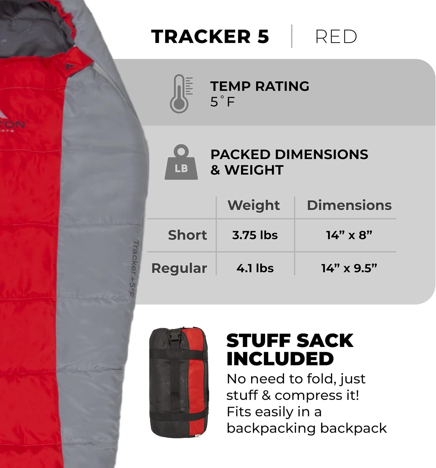Teton 20F and 5F Degree Sleeping Bag; Lightweight, Warm Weather Mummy Sleeping Bags for Adults and Kids, Camping, Backpacking, Hiking
