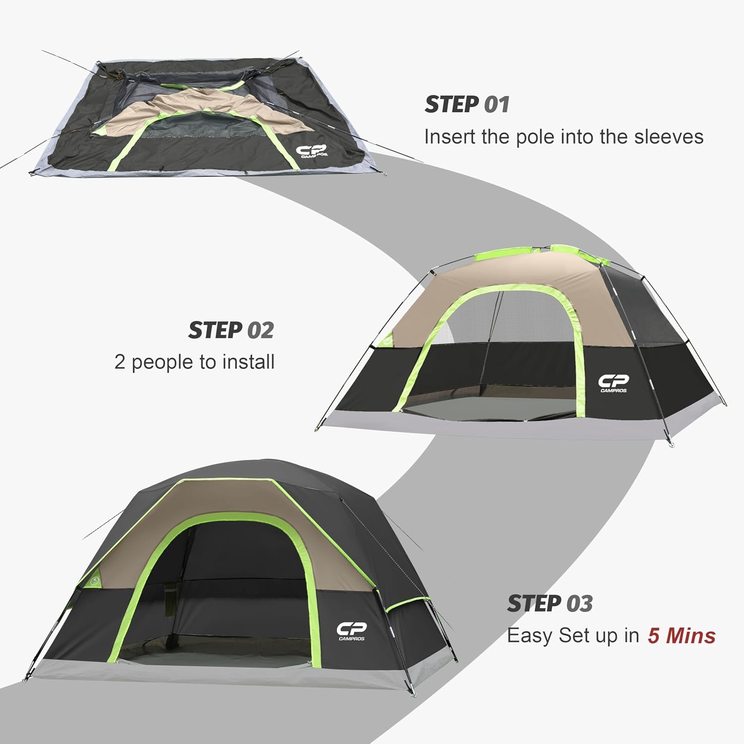 Tents for Camping 2/4/6 Person, Waterproof Windproof Dome Tent | Camping Tents with Rainfly Easy Setup in 5 Mins, Portable Tents with Mesh Window & Carry Bag for Outdoor Camping Backyard
