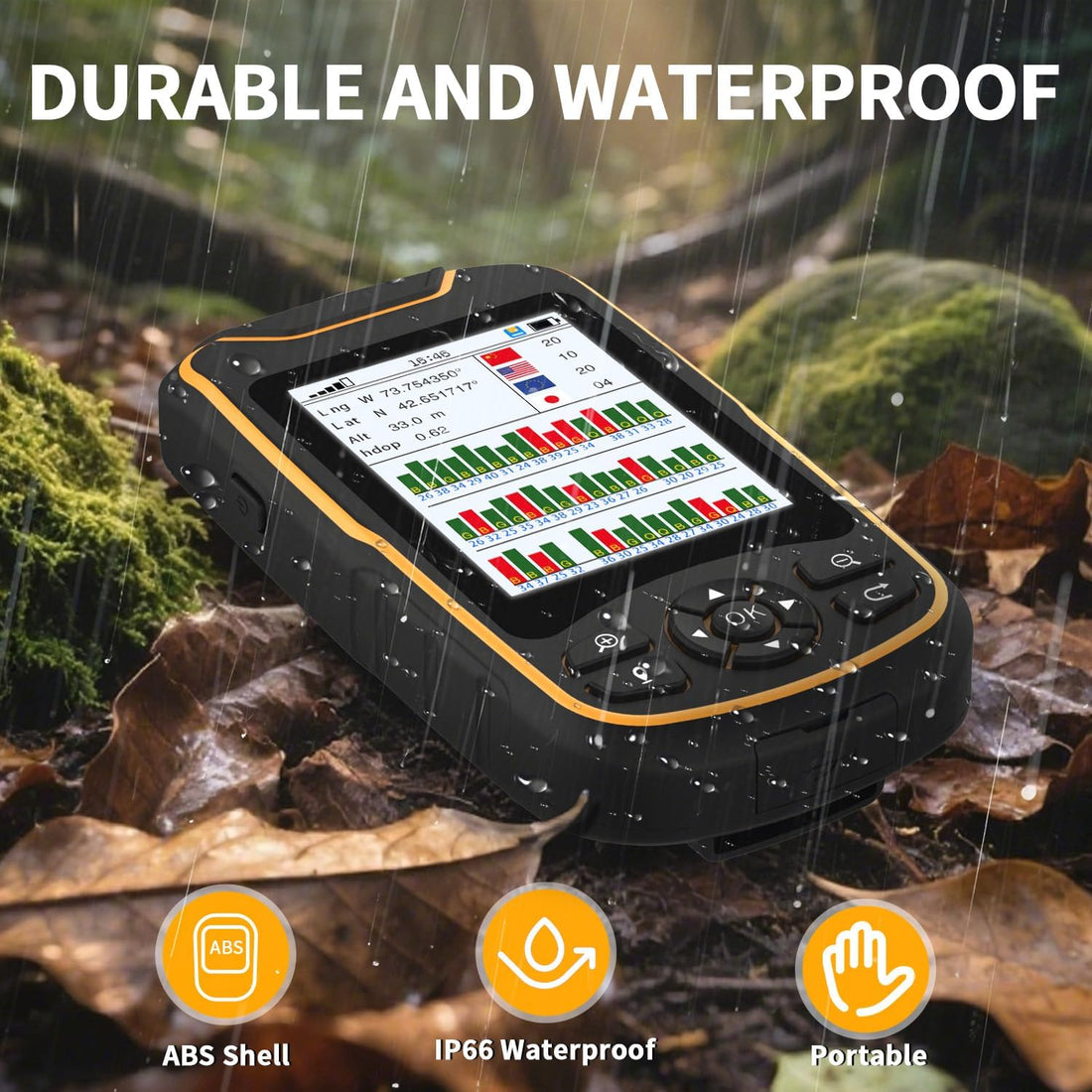 Handheld GPS for Hiking, Rugged and Waterproof Handheld GPS Navigator, 3.2" Sunlight Readable Screen, Compact Satellite Handheld GPS with USA Topo Map, Multi-Gnss Support, Extra Battery Life