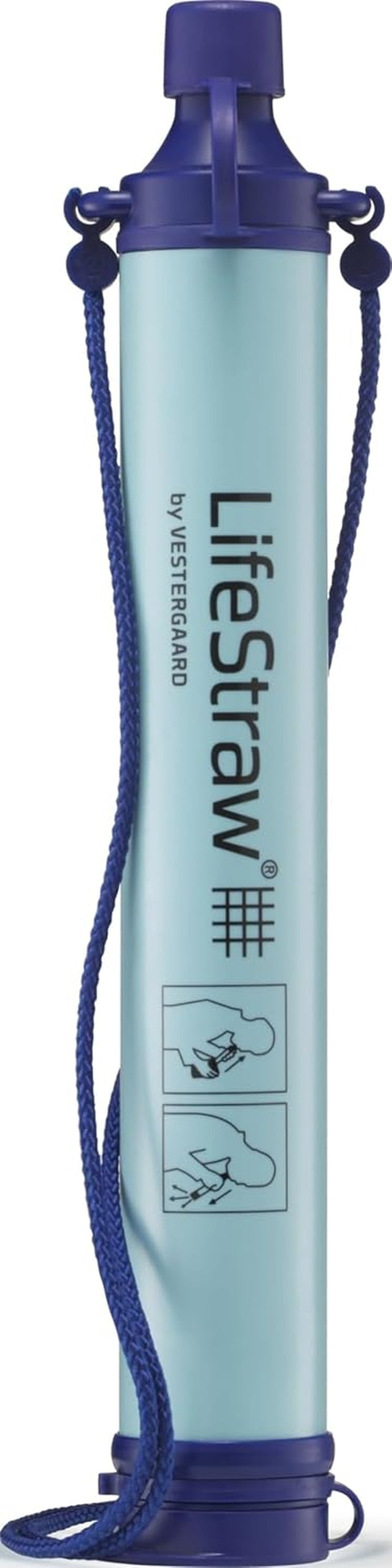 Personal Water Filter for Hiking, Travel and Emergency, Blue, 1PK | Water Filter for Hiking, Camping, Travel, and Emergency Preparedness, Removes Bacteria & Parasites