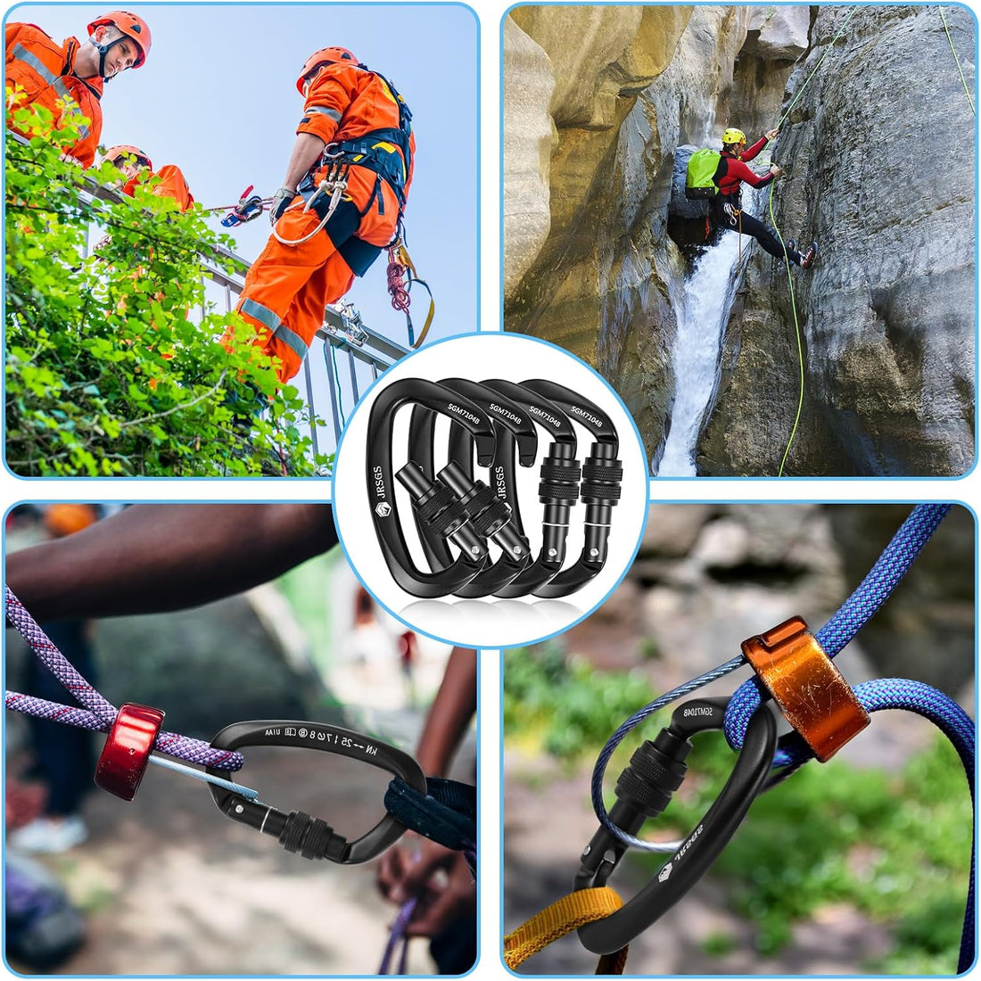 Climbing Carabiner Clips,Locking Carabiner for Camping,Rescue,Hunting | UIAA Certified 25KN Climbing Carabiner,Screw Lock Large Clips,Locking Carabiners for Rappelling, Mountaineering, D Shaped