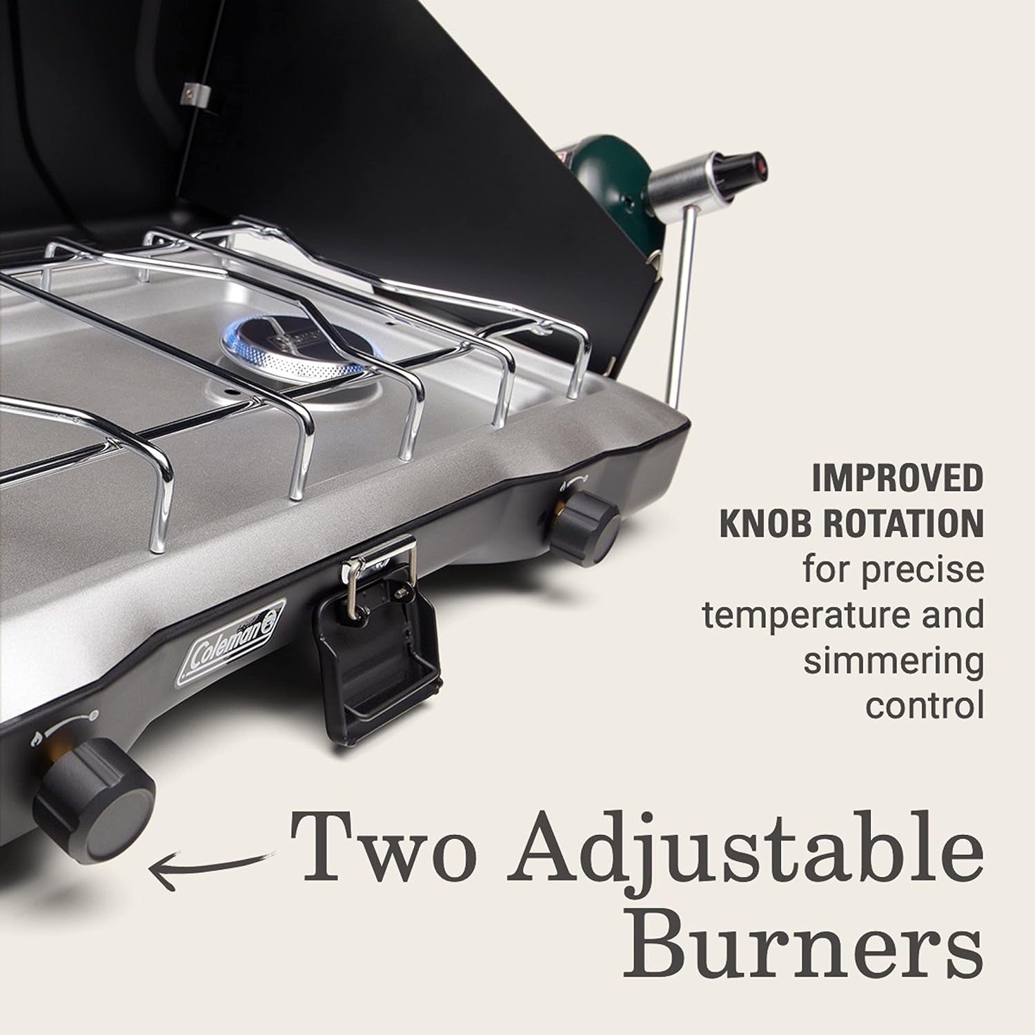 Coleman Triton 2-Burner Propane Stove, Portable Camping Cooktop with 2 Adjustable Burners & Wind Guards, 22,000 Btus of Power for Camping, Tailgating, Grilling, BBQ, & More