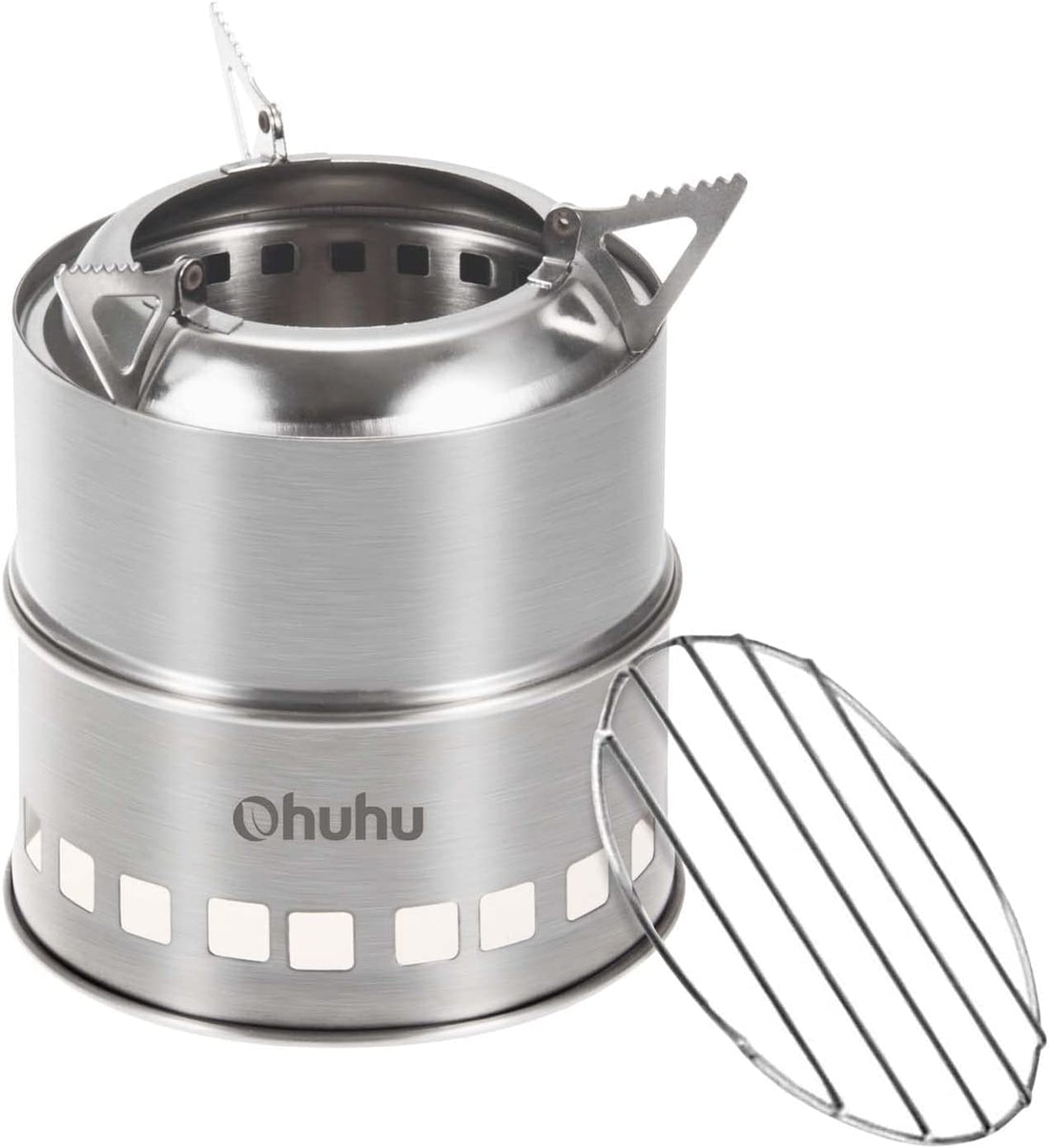 Camping Stove,  Camp Stove Wood Burning Stove Stainless Steel Stoves Mini Portable Stove for Camping Picnic BBQ Backpacking Hiking Survival Emergency Cooking Outdoor with Grill Grid Carry Bag | Hlein Stove Wood Burning Stove Stainless Steel with Carry Bag for BBQ Picnic Hiking Travel Survival Equipment