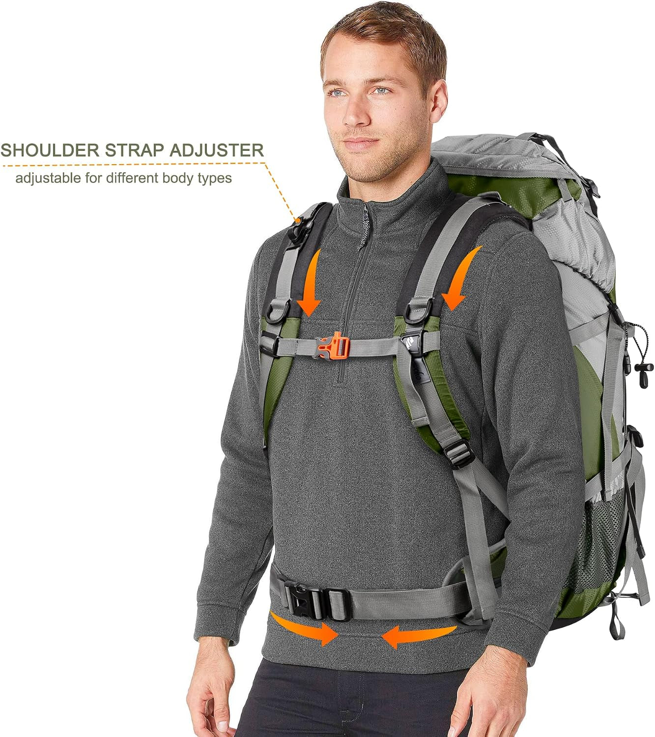 50L Hiking Backpack with Rain Cover for Both Men & Women | Lightweight at Just 2.8 Lbs, External Extension with Compression Straps for Backpacking, Hiking, Camping, Trekking